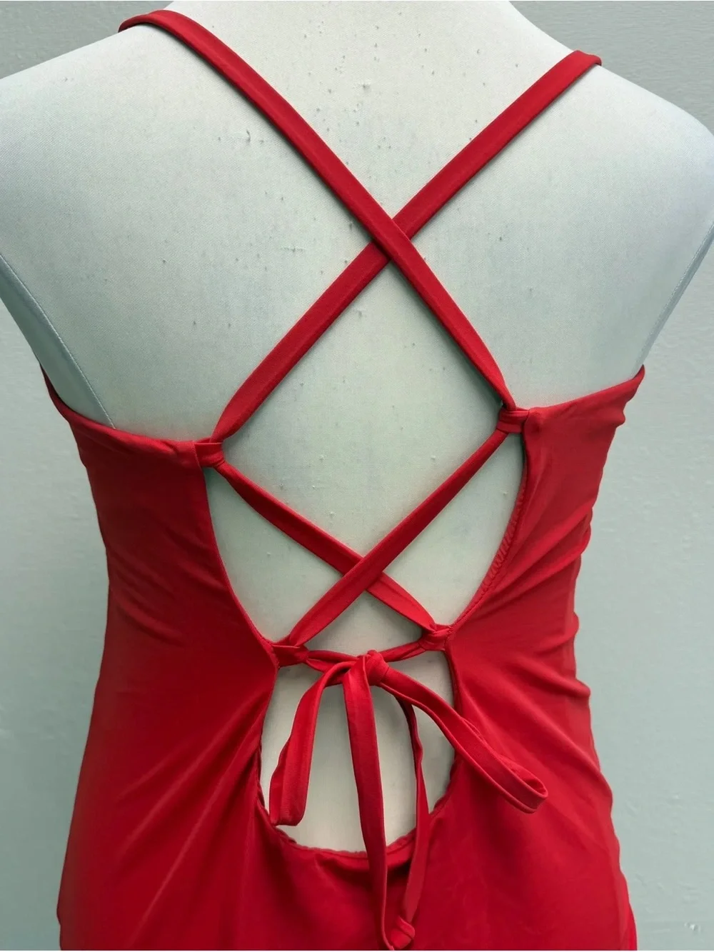 Andie Red Criss Cross Back Strap One Piece Swim Suit - Size XXL Tall
